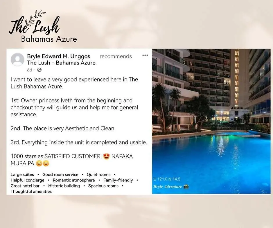 Azure Paranaque Staycation By The Lush - Bahamas Paranaque City 0*,  Philippines